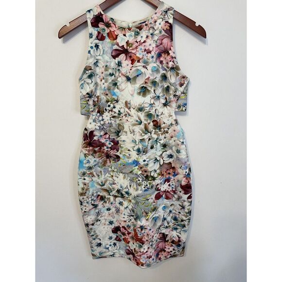 Karina Grimaldi Dresses & Skirts - Karina Grimaldi Revolve Dress M Floral‎ Waist Cutouts Bodycon Sleeveless
